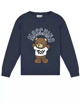 Синий джемпер с принтом "медвежонок" Moschino детский