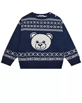 Синий джемпер со скандинавским орнаментом Moschino детский