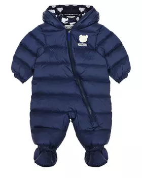 Синий стеганый комбинезон Moschino детский