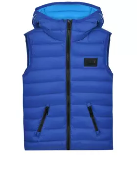 Синий стеганый жилет с капюшоном Diesel детский