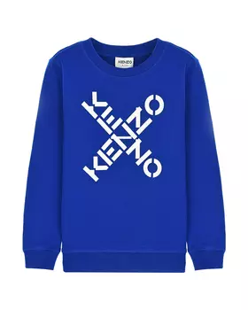 Синий свитшот с белым логотипом KENZO детский