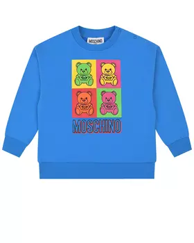 Синий свитшот с принтом "color block" Moschino детский