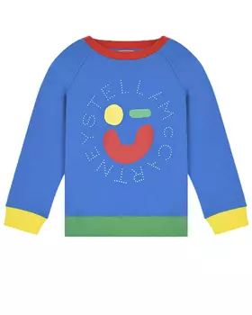 Синий свитшот с разноцветным смайлом Stella McCartney детский