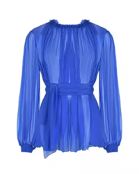 Синяя блузка из шифона Alberta Ferretti