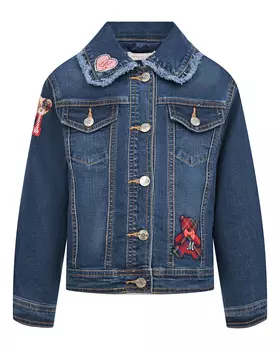 Синяя джинсовая куртка с нашивками Monnalisa детская