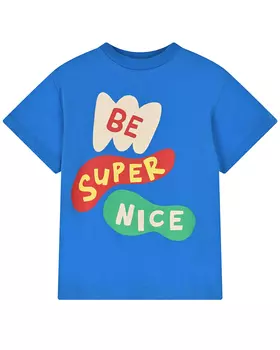 Синяя футболка с принтом "be super nice" Stella McCartney детская