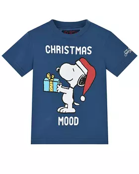 Синяя футболка с принтом "christmas mood" Saint Barth детская