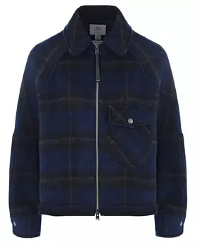 Синяя куртка-бомбер в клетку Woolrich