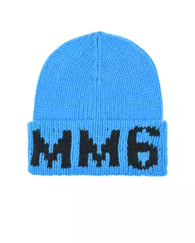 Синяя шапка с черным лого MM6 Maison Margiela детская