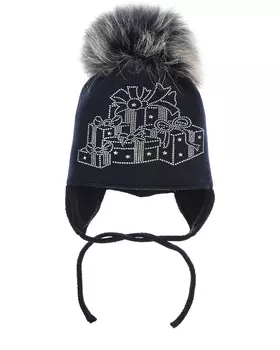 Синяя шапка с декором "подарки" Catya детская