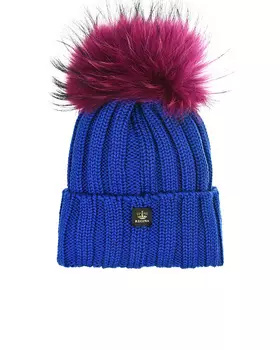 Синяя шапка с меховым помпоном Regina детская