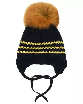 Синяя шапка с желтым узором Il Trenino детская