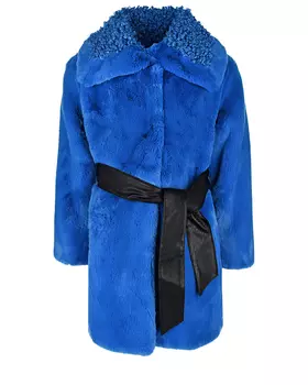 Синяя шуба из эко-меха Monnalisa детская