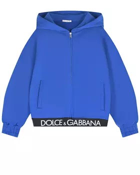 Синяя спортивная куртка с черной резинкой Dolce&amp;Gabbana детская