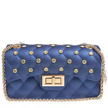 Синяя стеганая сумка со стразами, 17x10.5x6.5 см Monnalisa детская