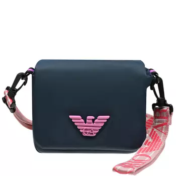 Синяя сумка с розовым лого, 18x15x5 см Emporio Armani детская