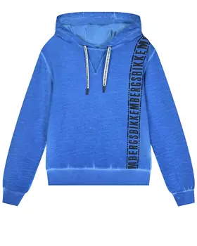 Синяя толстовка-худи с черным лого Bikkembergs детская