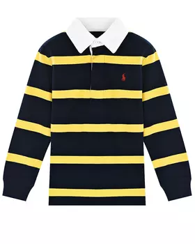 Синяя толстовка-поло в желтую полоску Ralph Lauren детская