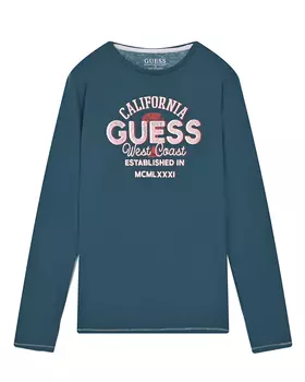 Синяя толстовка с надписями Guess детская