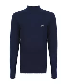 Синяя водолазка с логотипом из страз Monnalisa детская