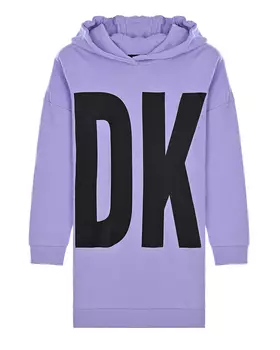 Сиреневая толстовка-худи с черным принтом DKNY детская