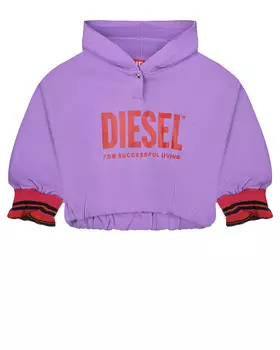 Сиреневая толстовка-худи с резинками на манжетах Diesel детская