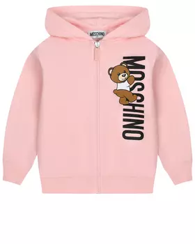 Спортивная куртка с вертикальным лого, розовая Moschino