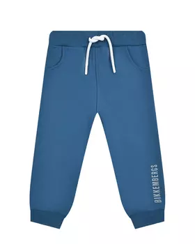 Спортивные брюки с белым лого, голубые Bikkembergs