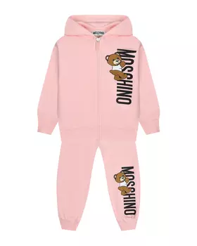 Спортивный костюм с вертикальным лого, розовый Moschino