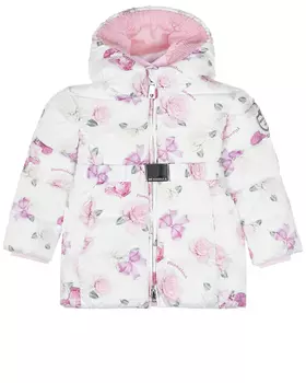 Стеганое пальто с цветочным принтом Monnalisa детское