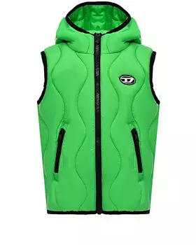 Стёганый зелёный жилет с капюшоном Diesel