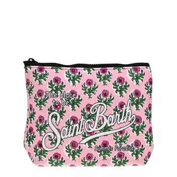 Сумка-косметичка с цветочным принтом, розовая Saint Barth
