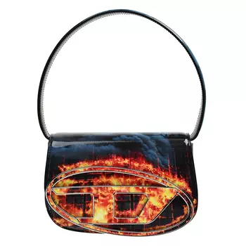 Сумка с логотипом в пламени, черная Diesel