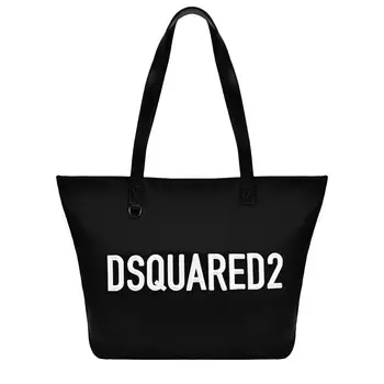 Сумка-шопер с белым лого, черная Dsquared2