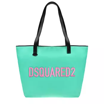 Сумка-шопер с розовым лого, бирюзовая Dsquared2