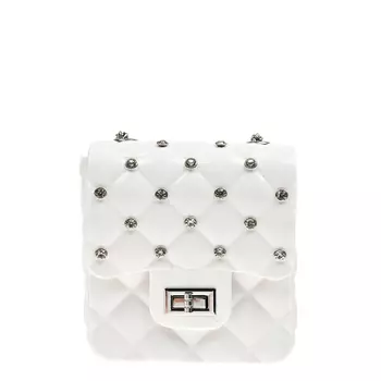 Сумка со стразами, белая Monnalisa