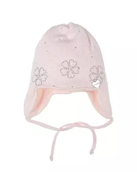 Светло-розовая шапка с цветами из стразов Il Trenino