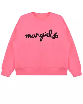 Свитшот цвета фуксии с черным логотипом MM6 Maison Margiela детский