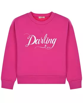 Свитшот цвета фуксии с принтом "Darling" No. 21 детский