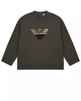 Свитшот цвета хаки Emporio Armani детский