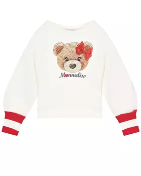 Свитшот молочного цвета с принтом "медвежонок" Monnalisa детский