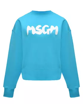 Свитшот с белым лого, голубой MSGM