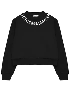 Свитшот с вышитым логотипом DG на воротнике, черный Dolce&Gabbana