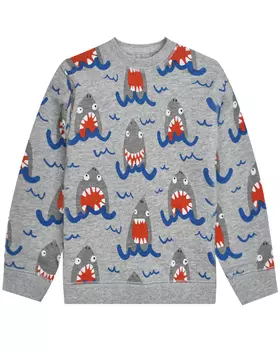 Свитшот со сплошным принтом акулы Stella McCartney