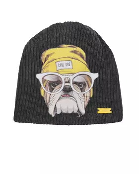 Темно-серая шапка с принтом "бульдог" Il Trenino детское