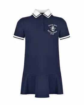 Темно-синее платье с вышивкой в морском стиле Dolce&amp;Gabbana детское