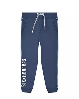 Темно-синие спортивные брюки с белым лого Bikkembergs детское