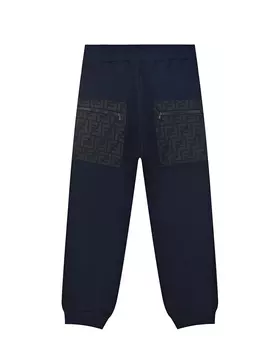 Темно-синие спортивные брюки с накладными карманами Fendi детское