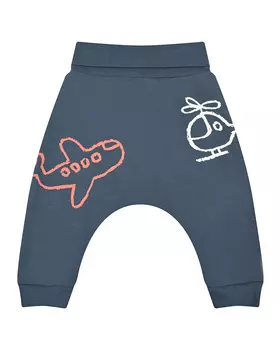 Темно-синие спортивные брюки с принтом "вертолет" Sanetta Kidswear детское