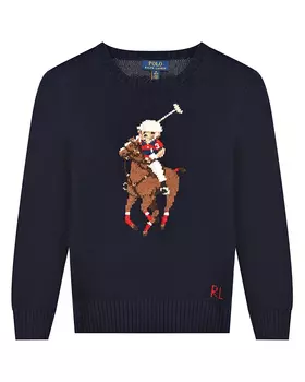 Темно-синий джемпер с декором Polo Bear &amp; Big Pony Ralph Lauren детское